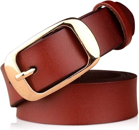 Ladies Belts,Elegant Ladies Genuine Cowhide Leather Belt Womens Waist Belt with Alloy Buckle Leather Design Belt 3 Sizes 105, 110,115CM (Color : Red B, Size : S 105 CM) in Saudi Arabia