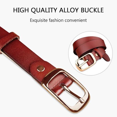 Ladies Belts,Elegant Ladies Genuine Cowhide Leather Belt Womens Waist Belt with Alloy Buckle Leather Design Belt 3 Sizes 105, 110,115CM (Color : Red B, Size : S 105 CM) in Saudi Arabia
