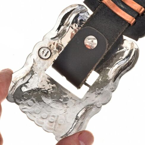 Alltribes Native American Concho Belt Hammered Silver Patterns on Genuine Leather 1331 in Saudi Arabia