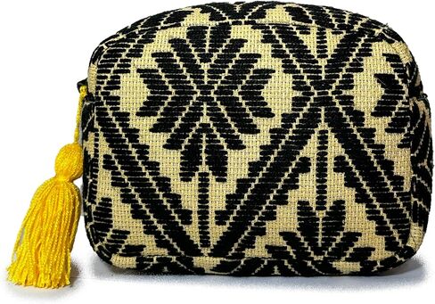 Makeup bag "Rosalia", made by Jühue Artesanal, artisan makeup bag made in Mexico, Black makeup bag, Hand embroidery, Embroidered makeup bag, Mexican embroidery, Handmade, Bag for cosmetics. in Saudi Arabia