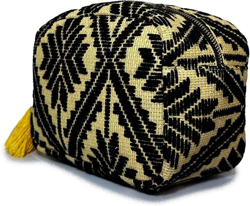 Makeup bag "Rosalia", made by Jühue Artesanal, artisan makeup bag made in Mexico, Black makeup bag, Hand embroidery, Embroidered makeup bag, Mexican embroidery, Handmade, Bag for cosmetics. in Saudi Arabia