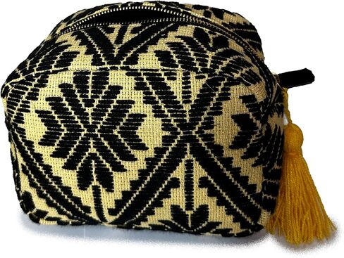 Makeup bag "Rosalia", made by Jühue Artesanal, artisan makeup bag made in Mexico, Black makeup bag, Hand embroidery, Embroidered makeup bag, Mexican embroidery, Handmade, Bag for cosmetics. in Saudi Arabia