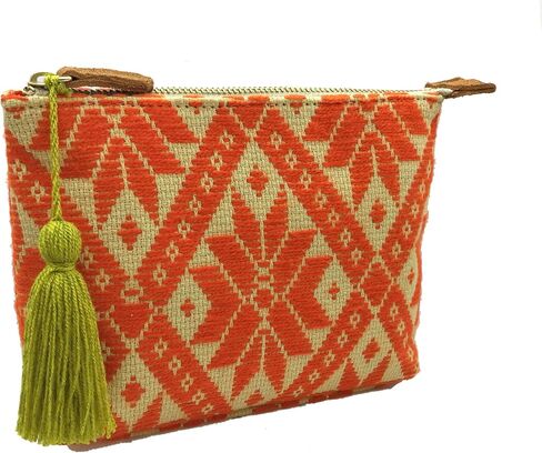 Makeup bag "Cecilia", made by Jühue Artesanal, artisan makeup bag made in Mexico, Orange makeup bag, Hand embroidery, Embroidered makeup bag, Mexican embroidery, Handmade, Bag for cosmetics. in Saudi Arabia
