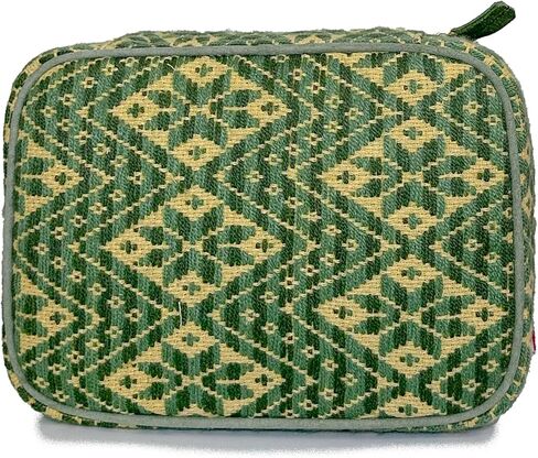 Toiletry bag "Belinda", made by Jühue Artesanal, Handmade toiletry bag made in Mexico, Green toiletry bag, Hand embroidery, Embroidery toiletry bag, Mexican embroidery, Embroidered toiletry bag in Saudi Arabia
