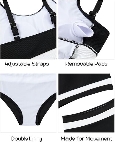 ملابس سباحة للفتيات من Lovekider بعمر 9-16 سنة مكونة من قطعتين لباس سباحة رياضي بيكيني مضلع بألوان متعددة مع أشرطة قابلة للتعديل in Kuwait