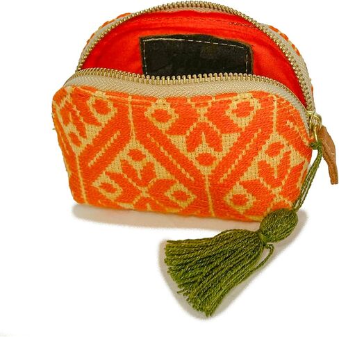 Coin purse "Ernestina", made by Jühue Artesanal, Handmade purse made in Mexico, Coral purse, hand embroidery, unique piece, Embroidered purse, Mexican embroidery, Made in Mexico in Saudi Arabia