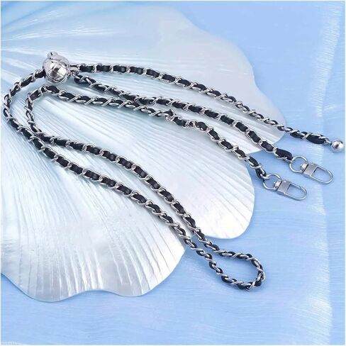 Adjustable Ball Bag Chain Metal Chain All-Match Bag Accessories(Black-Silver) in Saudi Arabia