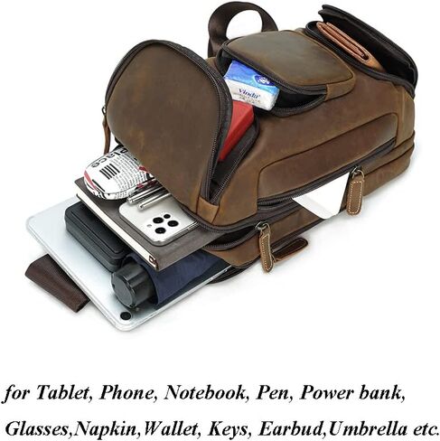 Retro Crazy Horse Leather Sling Sport Shoulder Chest Bag, Brown Single Strap Small Backpack Gift for Men in Saudi Arabia