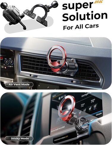 LISEN for MagSafe Car Mount, Magnetic Phone Holder for Car, Hands Free iPhone Car Holder Mount Dash Vent Phone Mount for Car Fit for iPhone 15 14 13 12 Pro Max Plus Mini MagSafe Cases in Kuwait