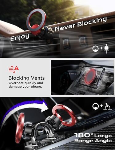 LISEN for MagSafe Car Mount, Magnetic Phone Holder for Car, Hands Free iPhone Car Holder Mount Dash Vent Phone Mount for Car Fit for iPhone 15 14 13 12 Pro Max Plus Mini MagSafe Cases in Kuwait