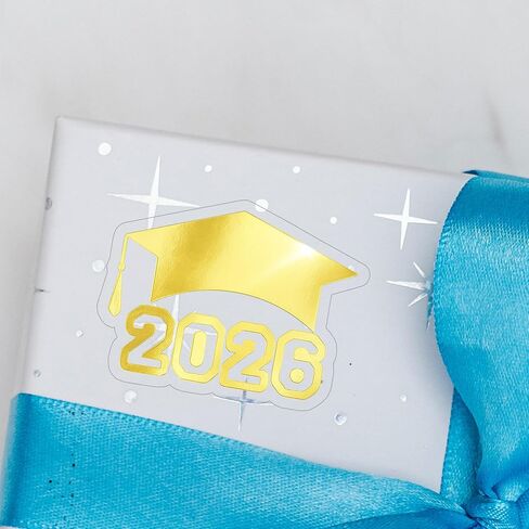 120 × ملصق تخرج من فئة 2026 مع غطاء، ملصقات شفافة لشكر التخرج لتقديم الهدايا أو أختام الأظرف، ملصقات هدايا لحفلات التخرج 2026، عرض 2 بوصة (رقائق ذهبية) in Saudi Arabia
