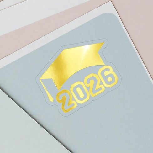 120 × ملصق تخرج من فئة 2026 مع غطاء، ملصقات شفافة لشكر التخرج لتقديم الهدايا أو أختام الأظرف، ملصقات هدايا لحفلات التخرج 2026، عرض 2 بوصة (رقائق ذهبية) in Saudi Arabia