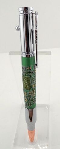 Handmade 30 Caliber Bolt Action Rifle ballpoint pen. Chrome Trim with Green circuit board body. in Saudi Arabia