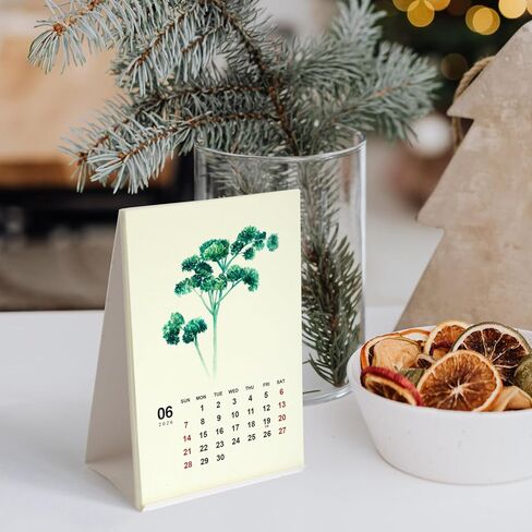 Floral Art 2026 2027 Mini Desk Calendar, Botanical Watercolor Painting 24 Flowers Christmas Gift for Woman 9.4 x 14 cm in Kuwait