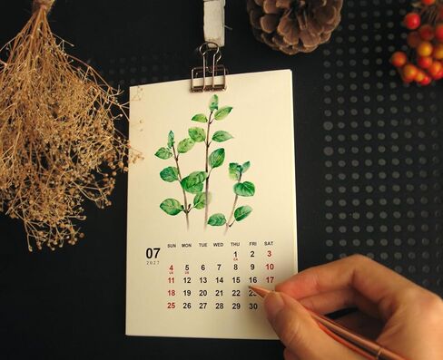 Floral Art 2026 2027 Mini Desk Calendar, Botanical Watercolor Painting 24 Flowers Christmas Gift for Woman 9.4 x 14 cm in Kuwait