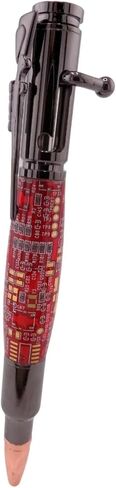 Handmade 30 Caliber Bolt Action Rifle ballpoint pen. Gunmetal Trim with Red circuit board body. in Saudi Arabia