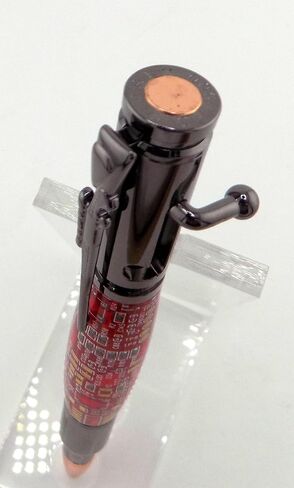 Handmade 30 Caliber Bolt Action Rifle ballpoint pen. Gunmetal Trim with Red circuit board body. in Saudi Arabia