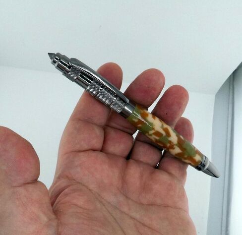 Handmade Survival ballpoint pen. Gunmetal trim. Camouflage body. Black ink. Emergency glass breaking tip feature. in Saudi Arabia