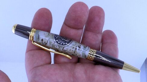 Handmade Sierra Mesa ballpoint pen. ACU camoflauge with metal USAF logo. Gunmetal and gold trim. Twist to open. Black ink. in Saudi Arabia
