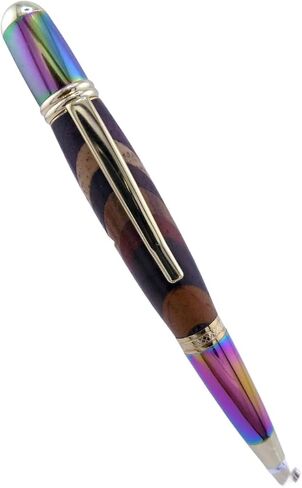 Handmade Sierra Mesa ballpoint pen. Layered hard woods. Metallic prismatic and gold trim. Black ink. in Saudi Arabia