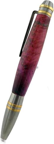 Handmade Professional Style ballpoint pen. Maple burl dyed purple and turquoise. Stainless steel and brass trim. Twist to open. Black ink. in Saudi Arabia