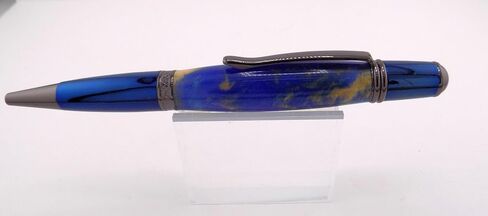 Handmade Sierra Mesa ballpoint pen. Gold and blue acrylic body. Metallic Blue and Gunmetal Trim. Black ink. in Saudi Arabia