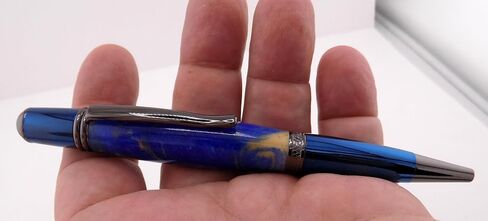 Handmade Sierra Mesa ballpoint pen. Gold and blue acrylic body. Metallic Blue and Gunmetal Trim. Black ink. in Saudi Arabia