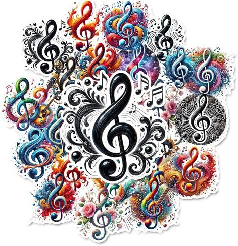 20 Handmade Colorful Music Staff Stickers Glossy Stickers for Journals, Scrapbooks, Laptops & Crafts in Saudi Arabia
