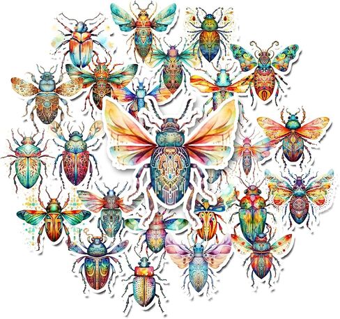 25 Handmade Watercolor Insects Stickers Glossy Stickers for Journals, Scrapbooks, Laptops & Crafts in Saudi Arabia