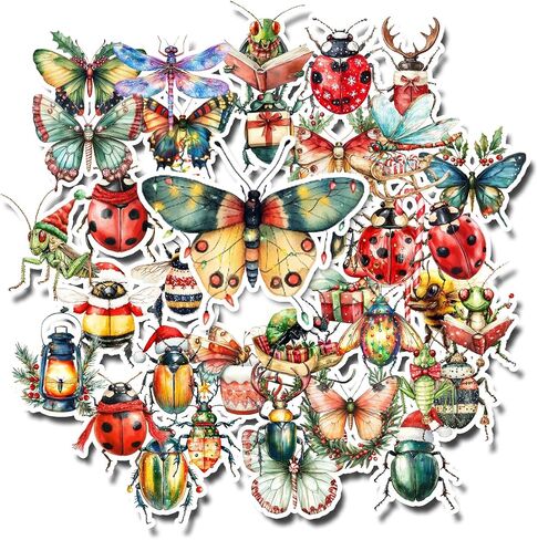 30 Handmade Christmas Insects Stickers Glossy Stickers for Journals, Scrapbooks, Laptops & Crafts in Saudi Arabia