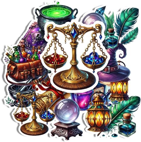 20 Handmade Wizard Supplies Magic Glossy Stickers for Journals, Scrapbooks, Stationery, Cards, Laptops & Crafts in Saudi Arabia