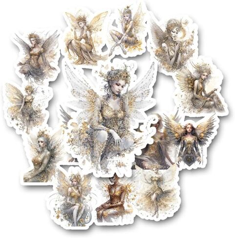 15 Handmade Golden Fairies Garden Stickers Glossy Stickers for Journals, Scrapbooks, Laptops & Crafts in Saudi Arabia
