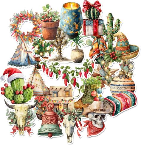 25 Handmade Christmas Southwestern Stickers Glossy Stickers for Journals, Scrapbooks, Laptops & Crafts in Saudi Arabia