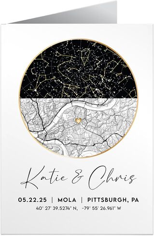Custom Star Map & Map Greeting Card – Personalized Where It All Began Night Sky Card for Couples in Saudi Arabia