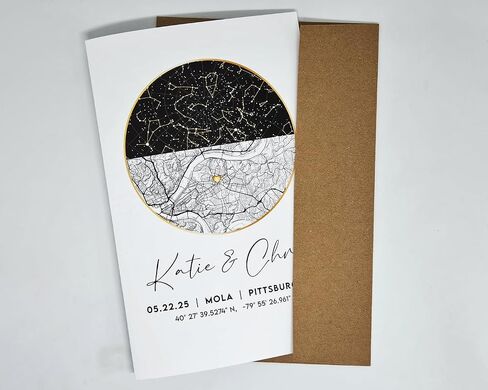 Custom Star Map & Map Greeting Card – Personalized Where It All Began Night Sky Card for Couples in Saudi Arabia