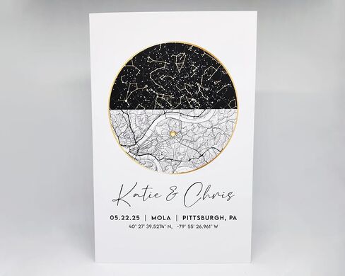 Custom Star Map & Map Greeting Card – Personalized Where It All Began Night Sky Card for Couples in Saudi Arabia