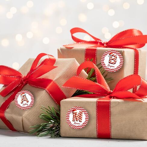 Personalized Christmas Gift tag Sticker Labels with Name and Initial (Elf) in Saudi Arabia