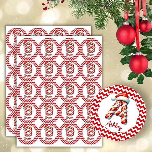 Personalized Christmas Gift tag Sticker Labels with Name and Initial (Elf) in Saudi Arabia