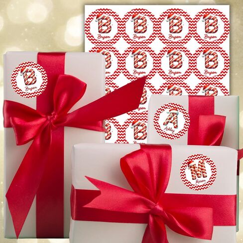 Personalized Christmas Gift tag Sticker Labels with Name and Initial (Elf) in Saudi Arabia