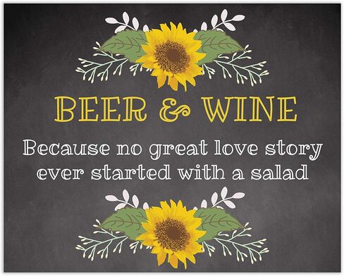 Wedding, Shower Table Sign Beer and Wine Sign Rustic Sunflowers 8x10 ((UNFRAMED)) in Saudi Arabia