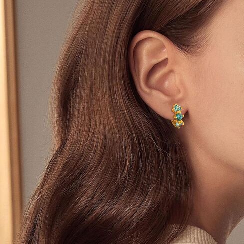 18K Gold Birthstone Earrings for Women Teen Girls Small Huggie Hoop Earrings Tiny Cartilage Stud Earrings Mini Cartilage Hypoallergenic Cubic Zirconia Birthstone Huggie Earrings in Kuwait