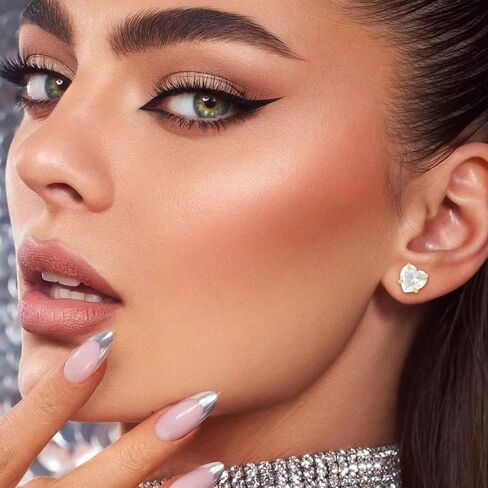 Heart Flat Back Stud Earrings 5mm Tiny Hypoallergenic Screw Back Earrings for Women, Handmade Birthstone Earrings 14k Gold CZ Earrings for Her in Kuwait