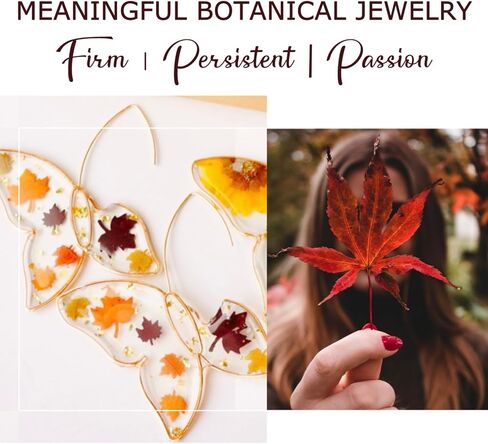 Natural Red Maple Leaf Earrings, Fall Fashion Jewelry, Bohemian Boho Style Large Butterfly Drop Dangle Pressed Flower Resin Earrings for Women Girls in Saudi Arabia