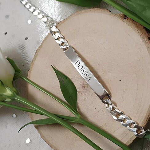 Id Bracelet - Custom Name Bracelets - Silver Engraved Name Bracelet - Gold Bar Bracelet Gift for Wife - Kids Id Bracelet - Unisex Id Bracelet in Saudi Arabia