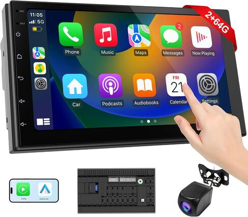 7 Inch Double Din Car Stereo Touchscreen Wireless CarPlay Screen for Car & Android Auto Head Unit for All Cars,Support iOS 26,Excluding Camera in Kuwait