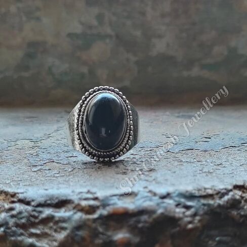 خاتم حجر القمر الطبيعي، فضة استرليني 925، خاتم بوهو، خاتم مصنوع يدويًا للنساء، خاتم هدية الذكرى السنوية، خاتم جميل، نمط بوهو، خاتم أحجار كريمة بيضاوية، خاتم أحجار كريمة زرقاء النار in Saudi Arabia