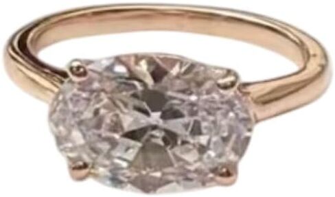 Ssjewel 2 قيراط بيضاوي قطع الشرق والغرب الماس حساسة سوليتير 4 شوكات مجموعة خاتم الخطوبة الحديثة للنساء 14K الذهب الأصفر مطلي 925 الفضة الاسترليني اليدوية خاتم الذكرى يتوهم هدية لها in Saudi Arabia