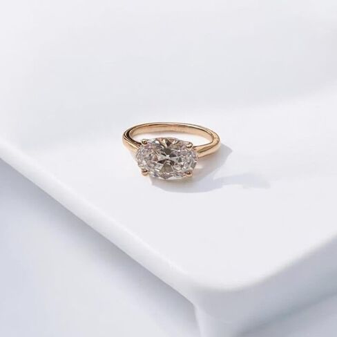 Ssjewel 2 قيراط بيضاوي قطع الشرق والغرب الماس حساسة سوليتير 4 شوكات مجموعة خاتم الخطوبة الحديثة للنساء 14K الذهب الأصفر مطلي 925 الفضة الاسترليني اليدوية خاتم الذكرى يتوهم هدية لها in Saudi Arabia