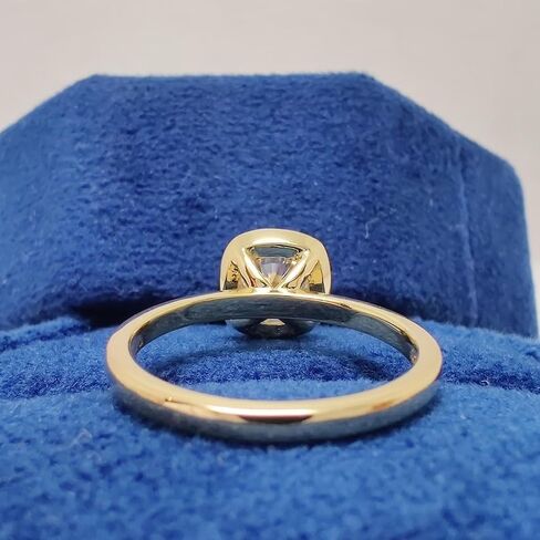 Silvart 1.50 Ct Cushion Diamond Solitaire Ring Classic Bezel Set Comfort Fit Engagement Ring 925 Sterling Silver Handmade Anniversary Ring For Women 14K Yellow Gold Plated Personalized Gift For Her in Saudi Arabia