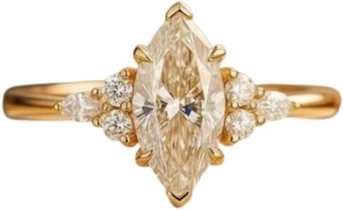 Silvart 2 قيراط ماركيز قطع الماس آرت ديكو التراص العنقودية خاتم الزفاف خاتم الخطوبة للنساء 14 قيراط الذهب الأصفر مطلي 925 الفضة الاسترليني اليدوية الحديثة الذكرى والمجوهرات هدية لها in Saudi Arabia
